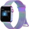 ZXCASD Metal Bands Compatible with Apple Watch Band 38mm 40mm 41mm 42mm 44mm 45mm Women Men,Colorful Loop Adjustable Mesh Strap for iWatch Series 7 6 5 4 3 2 1 SE