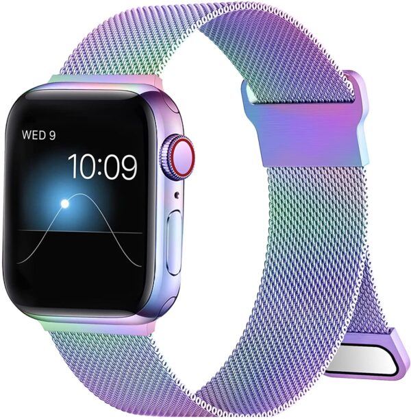 ZXCASD Metal Bands Compatible with Apple Watch Band 38mm 40mm 41mm 42mm 44mm 45mm Women Men,Colorful Loop Adjustable Mesh Strap for iWatch Series 7 6 5 4 3 2 1 SE