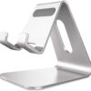 CreaDream Cell Phone Stand, Cradle, Holder,Aluminum Desktop Stand Compatible with Switch, All Smart Phone, iPhone 11 Pro Xs Max Xr X Se 8 7 6 6s Plus SE 5 5s-Silver