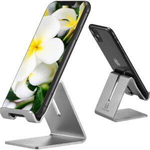 Desktop Cell Phone Stand, ToBeoneer Phone Holder, Aluminum Solid Portable Universal Desk Stand Compatible with iPhone 11 XR Xs Max 9 8 7 6 Plus Ipad Mini Huawei Samsung All Mobile Smart Phones (Grey)