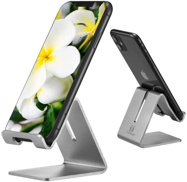 2 Pack Acrylic Cell Phone Stand Clear Phone Stand for Desk Portable Phone  Holder Compatible with Phone 13 Pro Max, Switch, Android Smartphone, Pad,  Tablet, Home Office Desk Accessories 