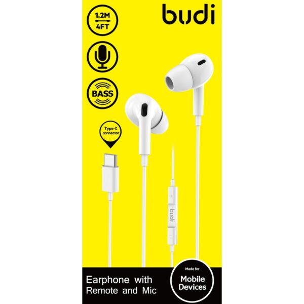 Budi Sound Stereo Type C Earphones With Remote And Mic