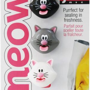 Joie Kitchen Gadgets 067742-124159 Meow Bag Ties, Plastic, White/Black/Grey