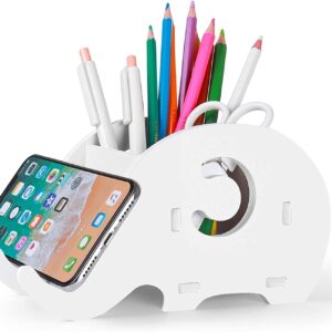 #16 Desk Supplies Organiser, Mokani Cute Elephant Pencil Holder Multifunctional Office Accessories Desk Decoration with Cell Phone Stand Office Supplies Desk Decor Organiser Christmas Gifts