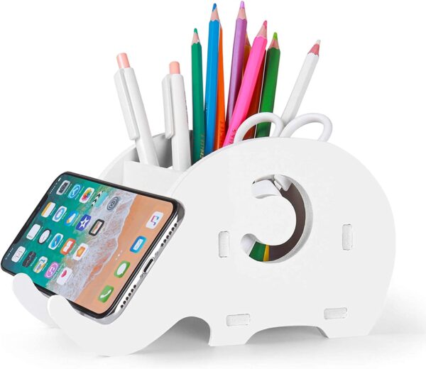 #16 Desk Supplies Organiser, Mokani Cute Elephant Pencil Holder Multifunctional Office Accessories Desk Decoration with Cell Phone Stand Office Supplies Desk Decor Organiser Christmas Gifts