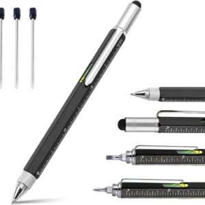 Quality Multitool Pen Novelty Gifts for Men Cool Black Pens for Men Gifts Birthday Gifts for Him Nice Writing Pens Ballpoint Pens Black Ink,refillable Ballpoint Pen with Metal Clip Gadget Pens