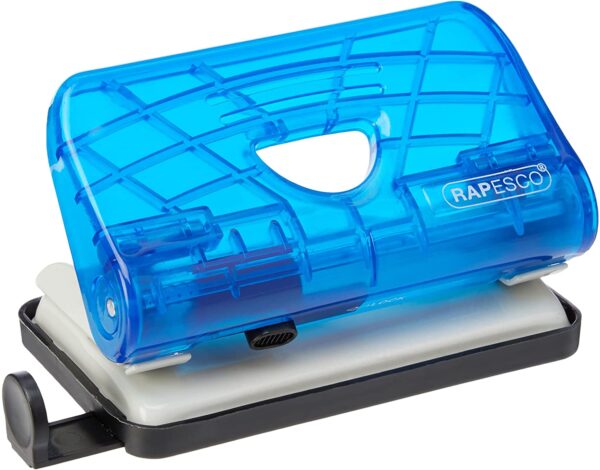 Rapesco BC810PST 810-P 2 Hole Punch (12 Sheet Punch Capacity) Assorted Colors Transparent Blue/Transparent Green Blue