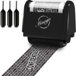 Miseyo Identity Theft Protection Roller Stamp Set - Black (Incleded 3 Refill Ink)