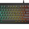 Rainbow LED Backlit 88 Keys Gaming Keyboard(UK Layout), Compact Keyboard with 12 Multimedia Shortcut KeysUSB Wired Keyboard for PC Gamers Office