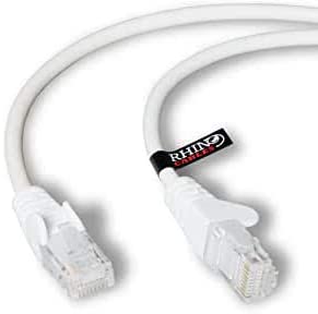 rhinocables CAT5e High-Speed Ethernet Patch Network Cable for LAN — Snagless Cable with RJ45 Connector Lead — Ideal for Internet, Router, Modem, Smart TV, PC & Laptop (5m, White)