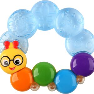 Baby Einstein, Teether-Pillar Rattle and Chill Teething Aid Toy, Soothing Relief, Multisensory Stimulation, Massages Sore Gums, Easy to Hold, Water Filled, Ages 3 Months +