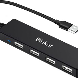 Blukar USB Hub, 4-Port USB Ultra Slim Data Hub with LED Indicator, Portable Multi USB 2.0 Splitter for Macbook, iMac, Surface Pro, XPS, USB Flash Drives, Notebook PC, Mobile HDD, etc.