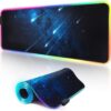 Large Gaming Mouse Mat Pad, XXL RGB LED Extended Keyboard Mouse Mat Oversized Glowing Thick Anti-Slip Rubber Base Waterproof Mice Pad for PC Desktop Macbook Laptop-800×300×4mm