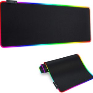 RGB Gaming Mouse Mat Pad - Large Extended Led Mousepad with 14 Lighting Modes 2 Brightness, Anti-Slip Rubber Base with Waterproof Coating Mouse Mat for Gamer 800×300×4mm/31.5×11.8×0.16 inch