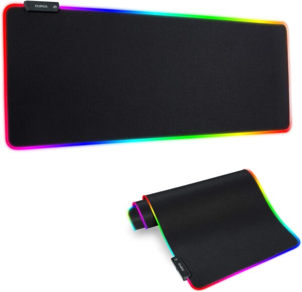 RGB Gaming Mouse Mat Pad - Large Extended Led Mousepad with 14 Lighting Modes 2 Brightness, Anti-Slip Rubber Base with Waterproof Coating Mouse Mat for Gamer 800×300×4mm/31.5×11.8×0.16 inch