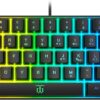 Snpurdiri K60 60% Gaming Keyboard, 61 Keys Multi Color RGB Illuminated LED Backlit Wired Gaming Keyboard, Waterproof Mini Compact 60 percent keyboard, for PC/Mac Gamer, Typist, Travel