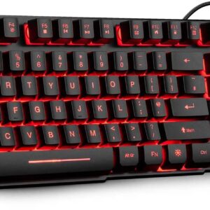 RK100 3 Color LED Backlit Mechanical Feeling Gaming Keyboard Black UK Layout Red Purple Blue