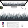 Galdas Gaming Mouse Pad Forest Background Pattern XXL XL Large Mouse Pad Mat Long Extended Mousepad Desk Pad Non-Slip Rubber Mice Pads Stitched Edges Thin Pad (31.5x11.8x0.12 Inch)-Tree