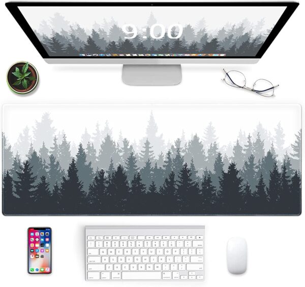 Galdas Gaming Mouse Pad Forest Background Pattern XXL XL Large Mouse Pad Mat Long Extended Mousepad Desk Pad Non-Slip Rubber Mice Pads Stitched Edges Thin Pad (31.5x11.8x0.12 Inch)-Tree