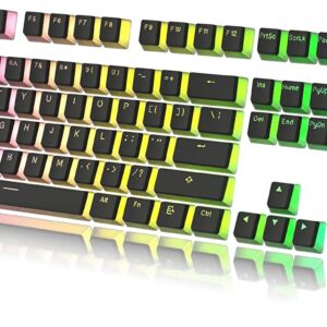 HK Gaming Pudding Keycaps Set | Doubleshot PBT Keycap Set | Full 108 OEM Profile Key Set | ANSI US-Layout | For Mechanical Keyboard | Compatible with Cherry MX, Gateron, Kailh, Outemu | Black