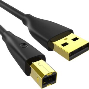 Syncwire USB Printer Cable 2M/6.5ft - USB 2.0 Scanner Lead Gold Plated Type A to B Male Printer Scanner Cord Compatible for Canon, Epson, HP, Lexmark, Dell, Xerox, Samsung - Black