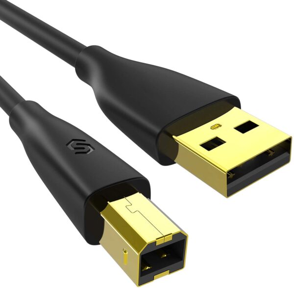 Syncwire USB Printer Cable 2M/6.5ft - USB 2.0 Scanner Lead Gold Plated Type A to B Male Printer Scanner Cord Compatible for Canon, Epson, HP, Lexmark, Dell, Xerox, Samsung - Black